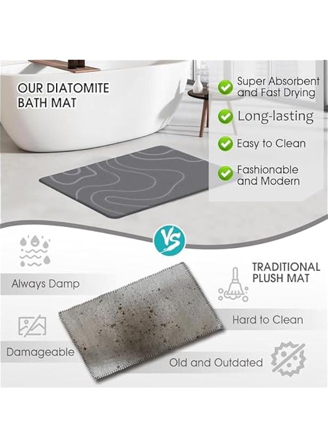 HOOKOR Diatomaceous Earth Shower Mat Stone Super Absorbent Diatomite Stone Bath Mats for Bathroom Quick-Drying Non-Slip Barhroom Floor Mat, Easy to Clean (Dark Grey) - Image 5
