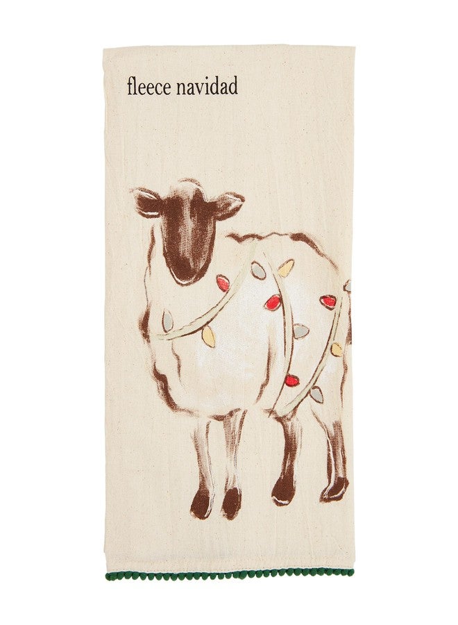 Mud Pie Christmas Farm Towel, Sheep, 26" x 16 1/2" - Image 1