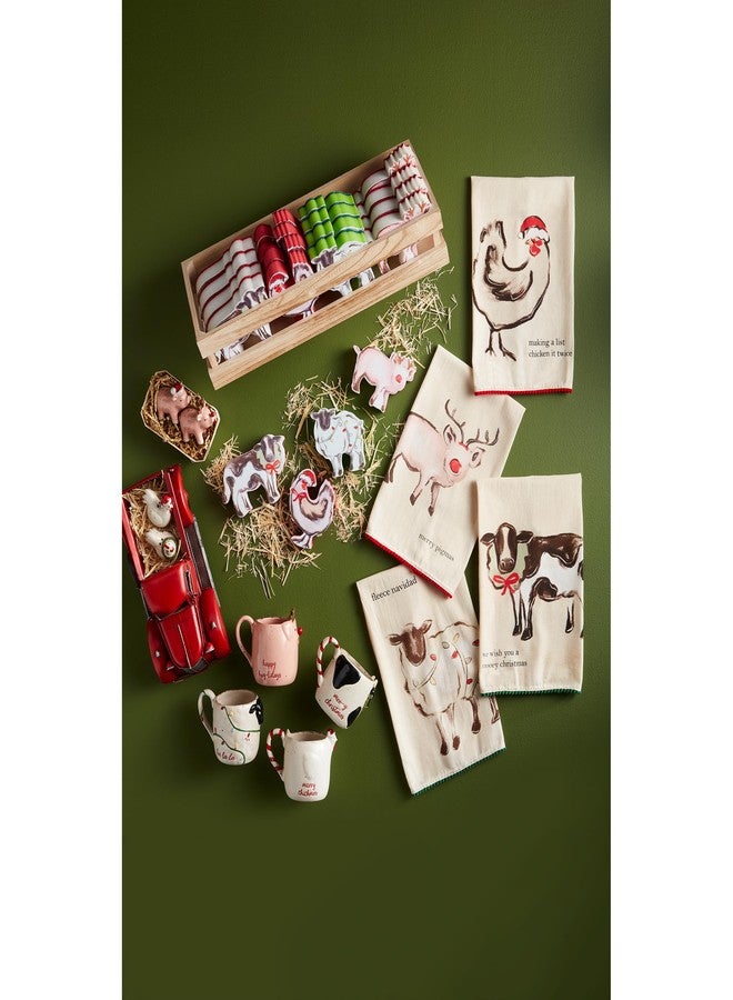 Mud Pie Christmas Farm Towel, Sheep, 26" x 16 1/2" - Image 2