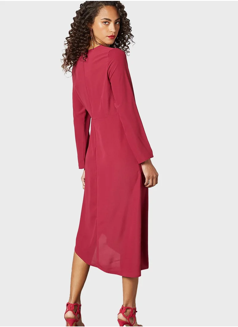 SIVVI for HANIYA V-Neck Asymmetrical Hem Dress