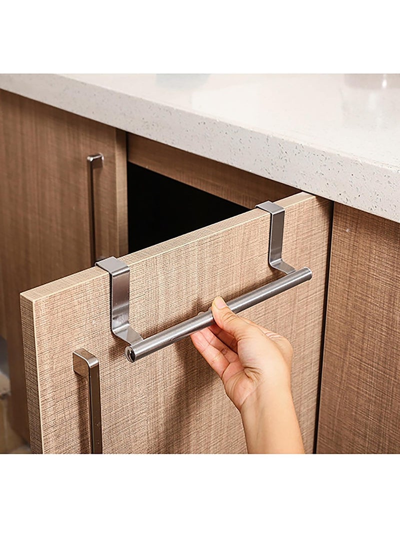 Mmmon 2 Pack Over Cabinet Towel Rack, Over Door Towel Bar Kitchen Bathroom Towel Holder Storage Dish Towel Holder, Over Cabinet Cupboard Door Towel Bar, Silver - Image 3