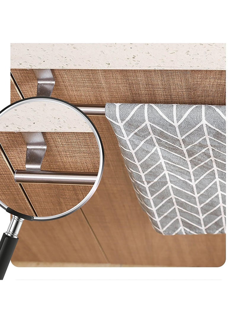 Mmmon 2 Pack Over Cabinet Towel Rack, Over Door Towel Bar Kitchen Bathroom Towel Holder Storage Dish Towel Holder, Over Cabinet Cupboard Door Towel Bar, Silver - Image 4