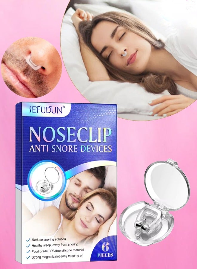 Sefudun 6 قطع من مشبك الأنف المضاد للشخير، مشبك الأنف للشخير مع سدادة الشخير مع مغناطيس قابل للتعديل، مشبك الأنف المصنوع من السيليكون لوقف الشخير وتخفيف الشخير من أجل نوم أكثر هدوءًا - Image 1