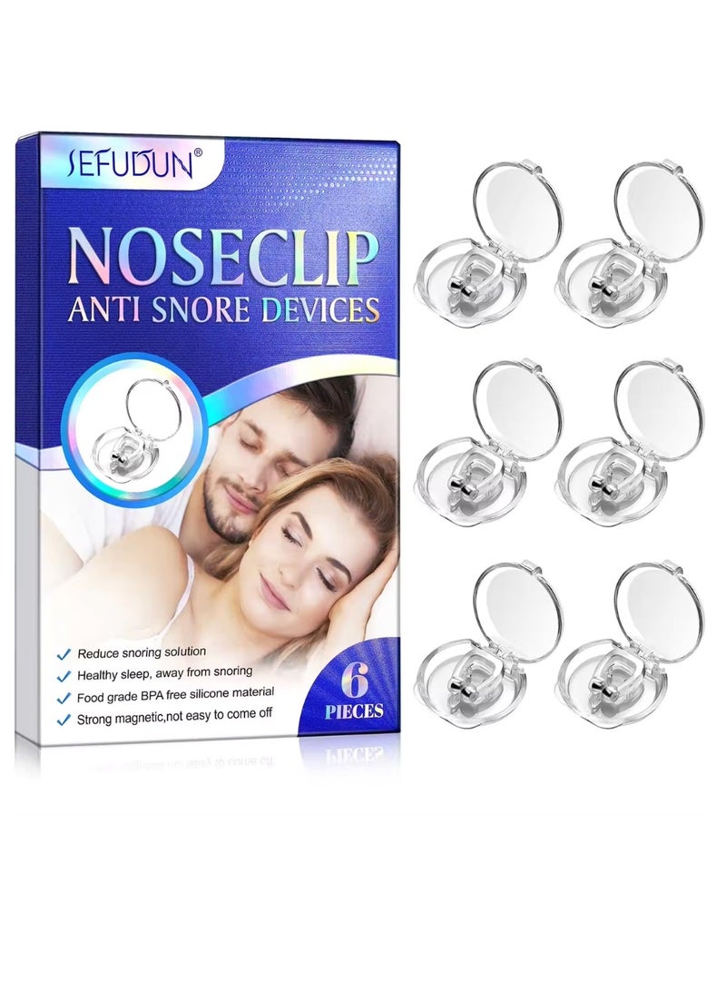 Sefudun 6 قطع من مشبك الأنف المضاد للشخير، مشبك الأنف للشخير مع سدادة الشخير مع مغناطيس قابل للتعديل، مشبك الأنف المصنوع من السيليكون لوقف الشخير وتخفيف الشخير من أجل نوم أكثر هدوءًا - Image 2