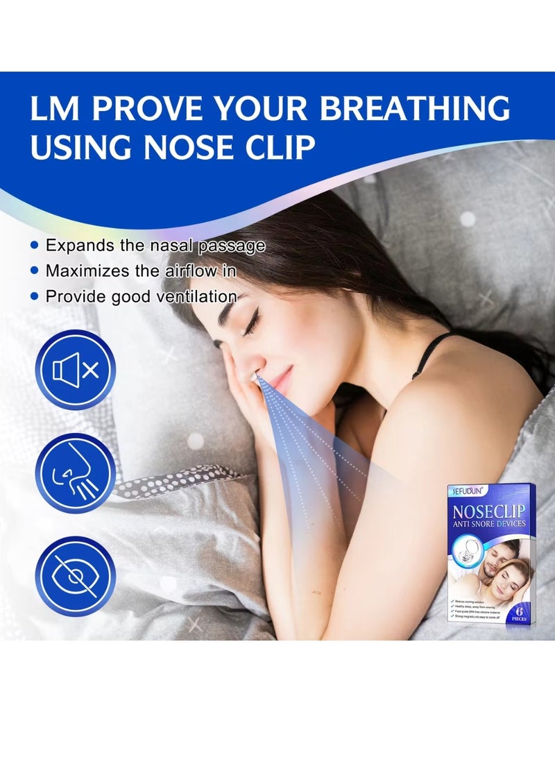 Sefudun 6 قطع من مشبك الأنف المضاد للشخير، مشبك الأنف للشخير مع سدادة الشخير مع مغناطيس قابل للتعديل، مشبك الأنف المصنوع من السيليكون لوقف الشخير وتخفيف الشخير من أجل نوم أكثر هدوءًا - Image 4