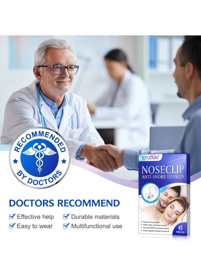 Sefudun 6 قطع من مشبك الأنف المضاد للشخير، مشبك الأنف للشخير مع سدادة الشخير مع مغناطيس قابل للتعديل، مشبك الأنف المصنوع من السيليكون لوقف الشخير وتخفيف الشخير من أجل نوم أكثر هدوءًا - Image 5