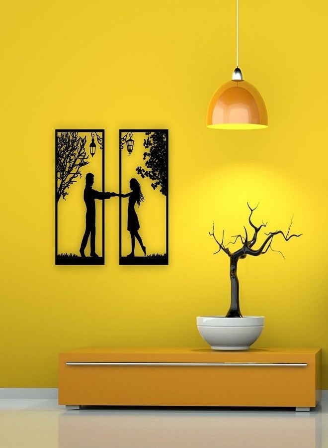CVANU Loveable Couple Alluring Pattern Mdf Wooden Wall Hanging Black Color(CV-05) - Image 2