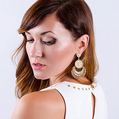 BaubleStar Vintage Dangle Bohemian Crescent Moon Beaded Tassel chandelier Earrings Boho Chic Coin Drop Statement Jewelry for Women - Image 2