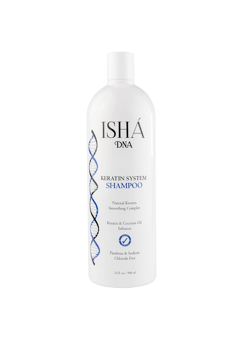 ISHA DNA - Keratin Treatment System Shampoo  Sulfate and Parabens Free  For KeratinTreated and All Hair Types  Coconut Oil Infused 32 Fl oz - Image 1