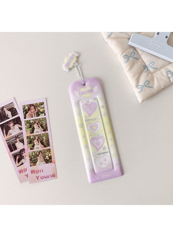 NIBEMINENT 1 - Piece Cute Wings Kpop Photo Card Holder Pendant Key Chain ID Badge Holder ID Card Holder Photo Card Protector for School ID Office ID Access Card for Women Girls  - Image 1