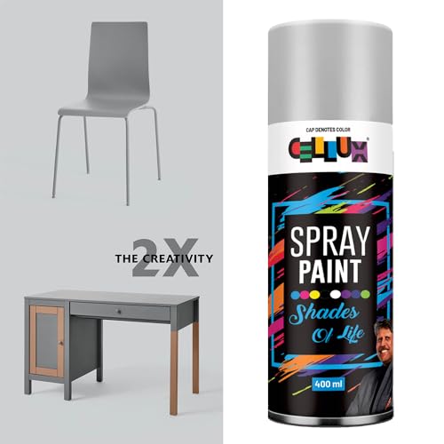 Cellux 2X Ultra Cover Silver Spray Paint | DIY, Quick Drying with Glossy Finish for Metal, Wood, Wall & Other Surfaces - 400 ML - Pack of 12 Spray Paints - Image 5