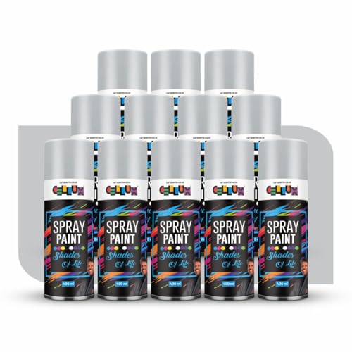 Cellux 2X Ultra Cover Silver Spray Paint | DIY, Quick Drying with Glossy Finish for Metal, Wood, Wall & Other Surfaces - 400 ML - Pack of 12 Spray Paints - Image 1