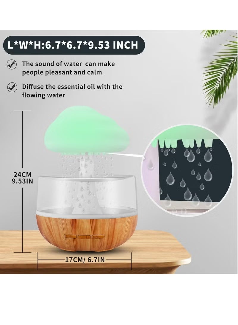 GENNEXT Raining Cloud Night Light Aromatherapy Essential Oil Diffuser Micro Humidifier Desk Fountain Bedside Sleeping Relaxing Mood Water Drop Sound - Image 4