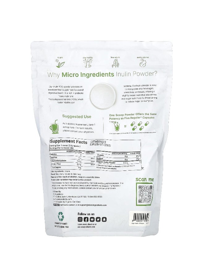 Micro Ingredients Micro Ingredients, Organic Inulin Powder, Unflavored, 2.2 lb (998 g) - Image 2
