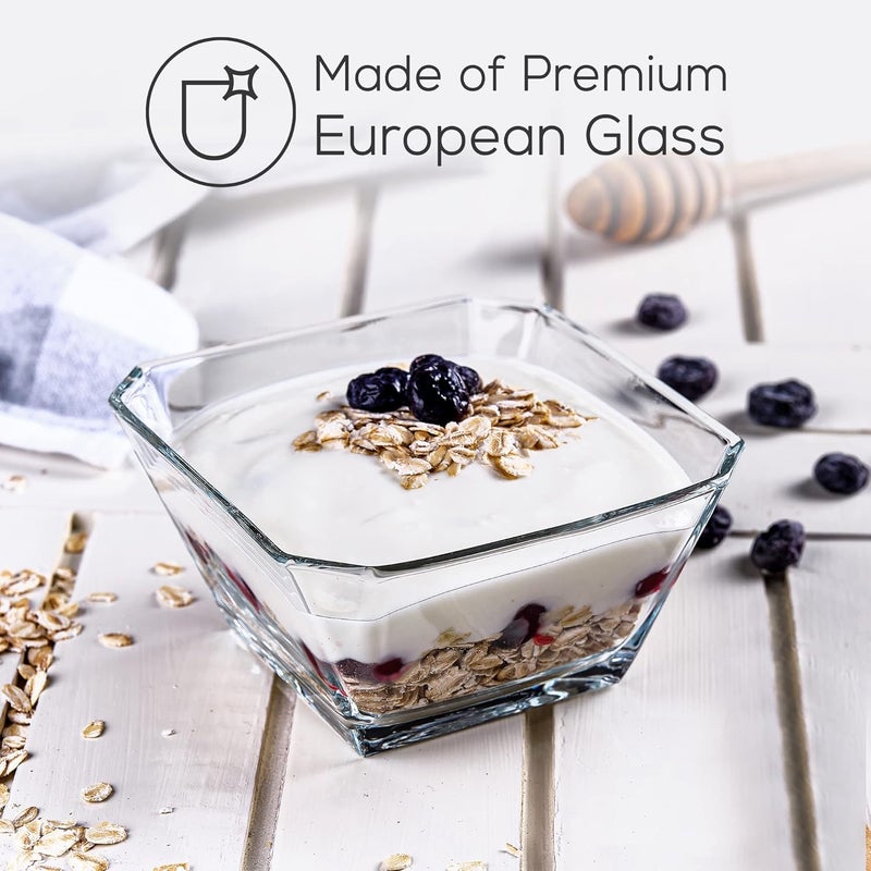 Crystalia Glass Bowls for Kitchen Prep Modern Serving Dishes for Dessert Salad Fruit Pudding Ice Cream Cereal Large Capacity 1025 oz Stackable Bowls Set of 6 - Image 2