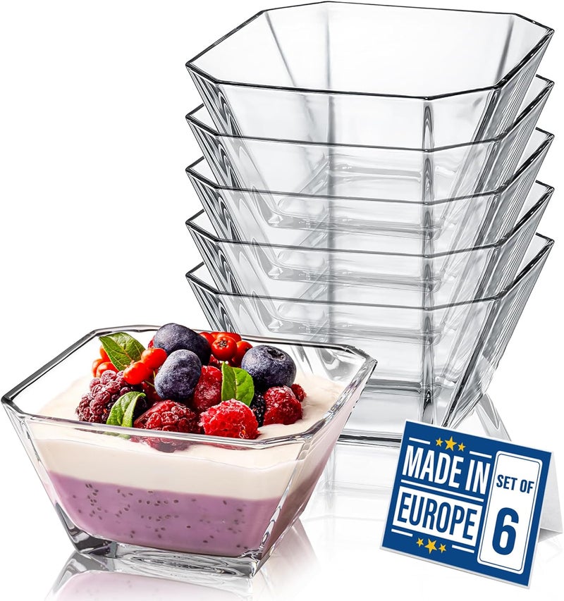 Crystalia Glass Bowls for Kitchen Prep Modern Serving Dishes for Dessert Salad Fruit Pudding Ice Cream Cereal Large Capacity 1025 oz Stackable Bowls Set of 6 - Image 1