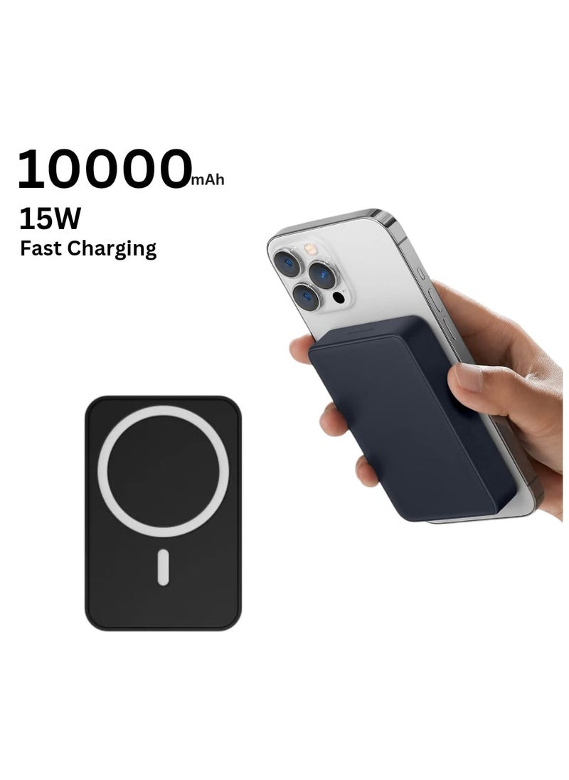 traditious 10000mAh Magnetic Wireless Power Bank – 15W Fast Charging MagSafe Battery Pack for iPhone 16 Pro Max/15/14/13/12 Series | Portable & Compact Charger – Black  - Image 1