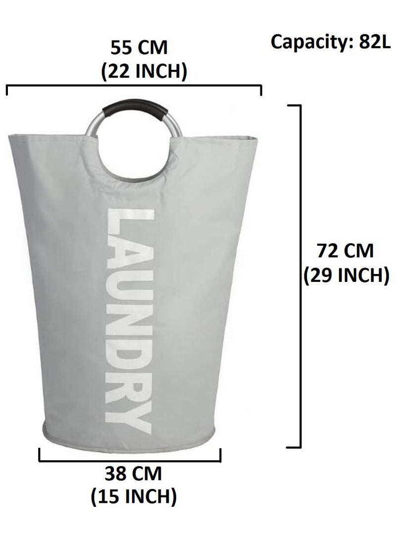Luxula Luxula 82L Waterresistant Large Oxford Laundry Basket Collapsible Laundry Hamper Washing Bin Clothes Baskets Easy Carry Bag with Aluminium Handles Grey  - Image 5