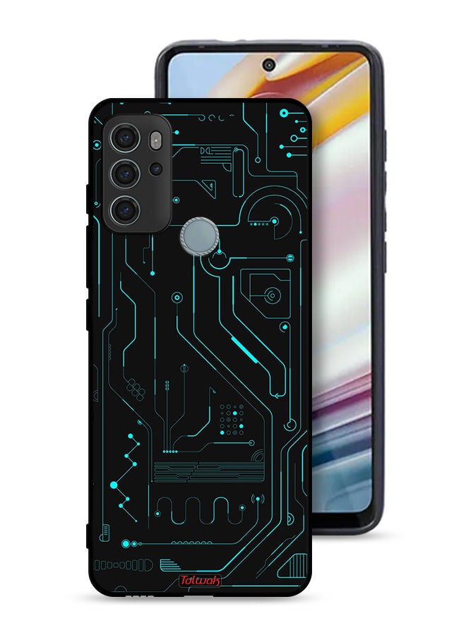 Tolwak Motorola Moto G60S Protective Case Cover Digital Art Circuits Minimalism Multiple Display - Image 1