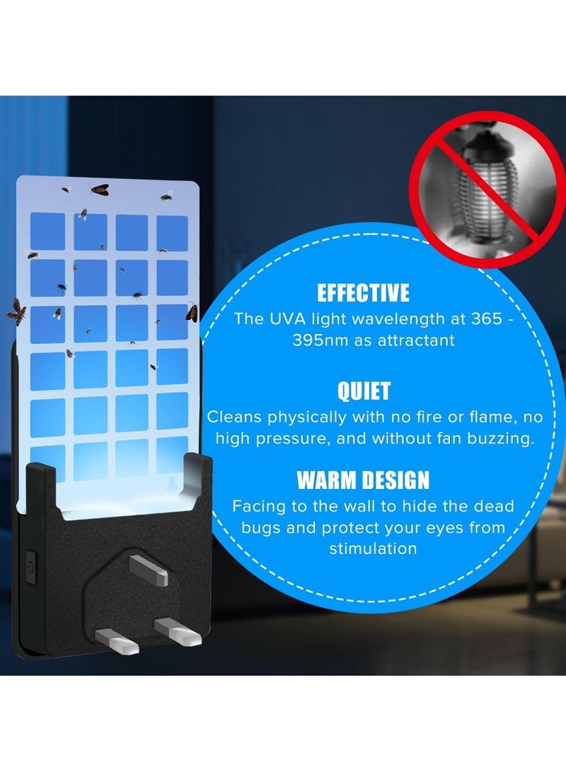 Yakiter Plug-in Mosquito Killer, Indoor Flying Insect Trap for Flies, Fruit Flies, Gnats, UV Attractant Catcher & with Adjustable Brightness Night Light, 2 Device + 10 Pcs Cards (Black) - Image 5