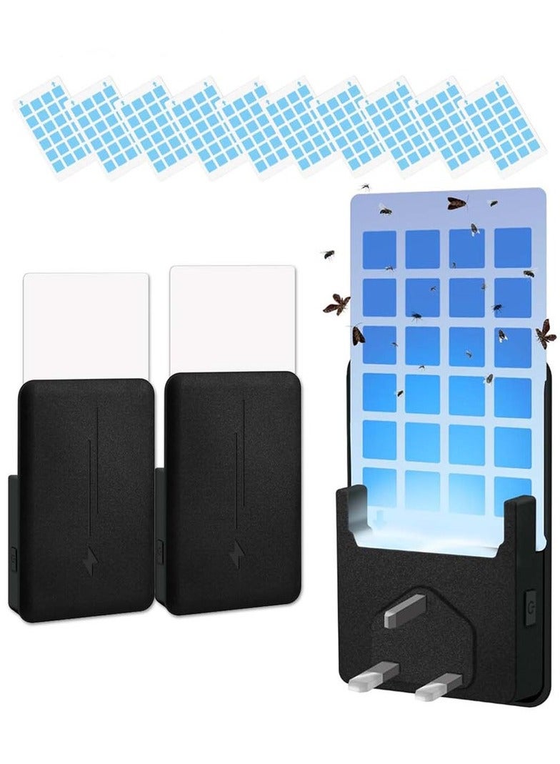 Yakiter Plug-in Mosquito Killer, Indoor Flying Insect Trap for Flies, Fruit Flies, Gnats, UV Attractant Catcher & with Adjustable Brightness Night Light, 2 Device + 10 Pcs Cards (Black) - Image 1