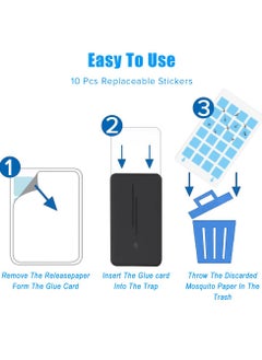 Yakiter Plug-in Mosquito Killer, Indoor Flying Insect Trap for Flies, Fruit Flies, Gnats, UV Attractant Catcher & with Adjustable Brightness Night Light, 2 Device + 10 Pcs Cards (Black)  - Image 4