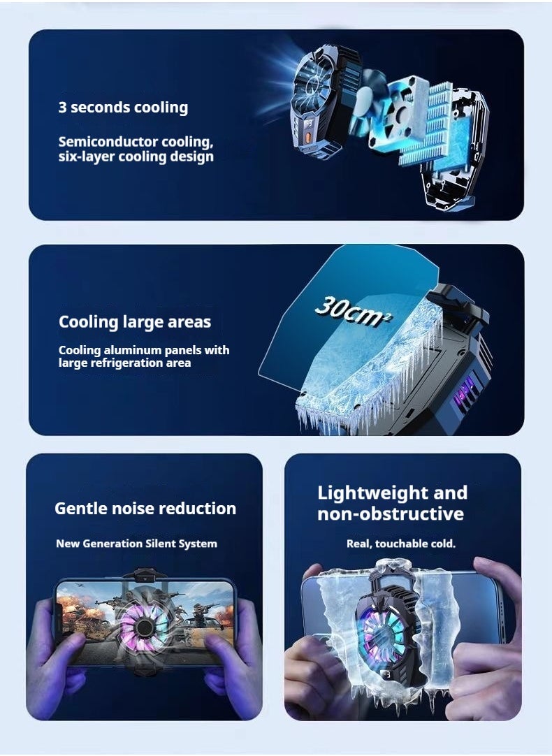 جنرال Universal Cell Phone Cooler Semiconductor Cooler Cell Phone Cooling Fan for PUBG Portable Noiseless Cooling Gaming Artifact for Live Video Blogging for iOS/Android 4-6.7 Inch Phones  - Image 2