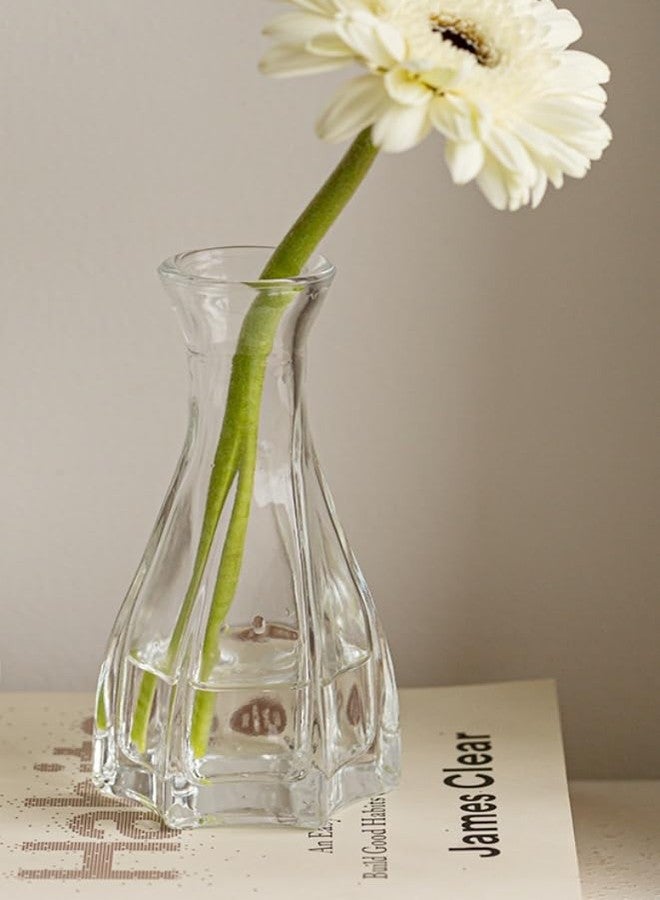 yaocoral Set of 2 Small Glass Bud Hydroponic Vase,Mini Clear Glass Vase Decorative for Wedding Farmhouse Party Home Centerpieces Decor - Image 3