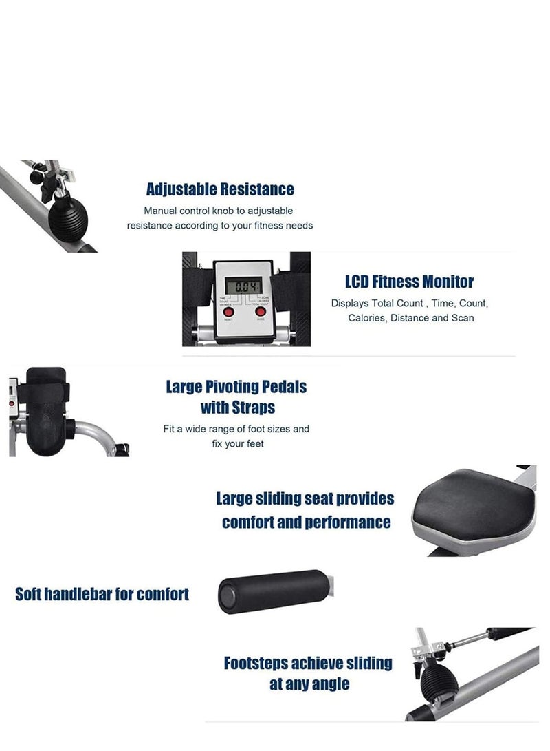 الكوتش جهاز التجديف القابلة للطي للاستخدام المنزلي قابلة للطي آلة التجديف الهيدروليكية الداخلية معدات اللياقة البدنية التجديف متعددة الوظائف للرجال - Image 3