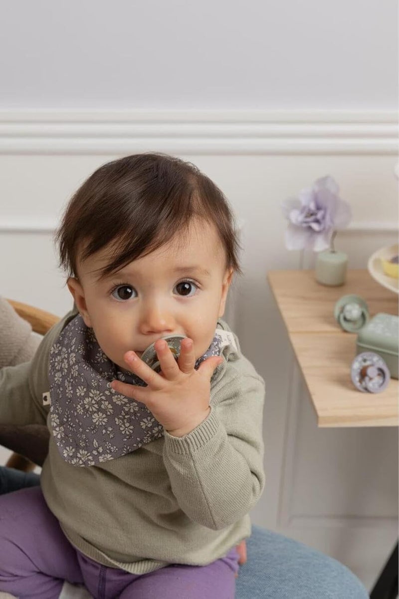 BIBS Liberty Bandana Soft Bib - Organic Cotton Muslin, Capel Fossil Grey, One Size (0-36 months) - Image 2