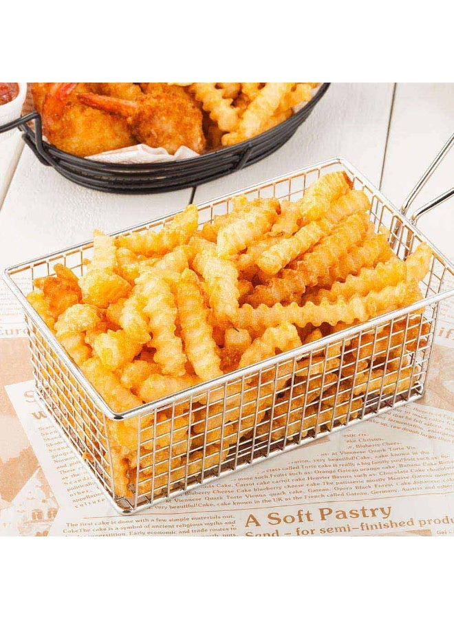 Restaurantware سلة بطاطس مقلية 10.3 × 4.8 بوصة، 1 حامل بطاطس مقلية مستطيل منخفض - مع مقبض، سلة مقبلات من الفولاذ المقاوم للصدأ، لتقديم رقائق، بطاطس مقلية، أو جمبري - Image 3