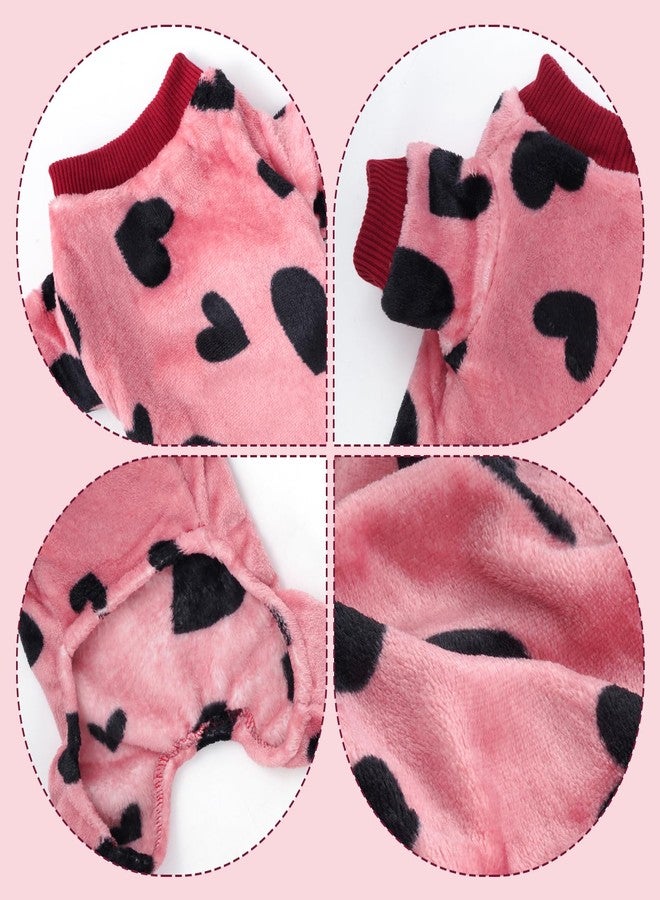 Sucrain Dog Sweaters Love Heart Pink Pajamas Chihuahua Pajamas for Small Dog Clothes for Yorkie Winter Warm Puppy Clothes (Love Heart, Medium) - Image 3