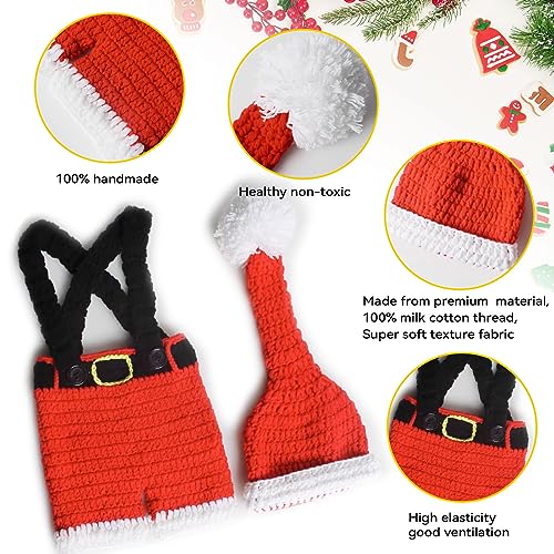 AIXIANG Baby Photography Props Christmas Cap Newborn Crochet Santa Claus Outfits Baby First Christmas Photo Props - Image 4