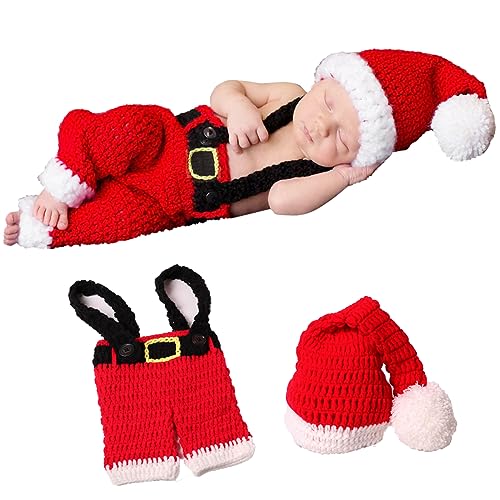 AIXIANG Baby Photography Props Christmas Cap Newborn Crochet Santa Claus Outfits Baby First Christmas Photo Props - Image 1