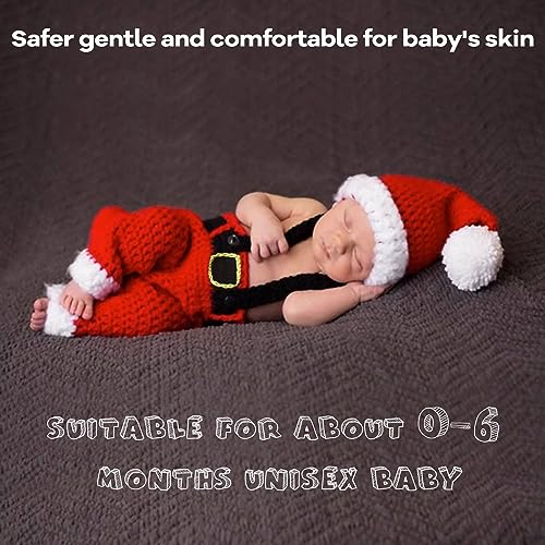AIXIANG Baby Photography Props Christmas Cap Newborn Crochet Santa Claus Outfits Baby First Christmas Photo Props - Image 2