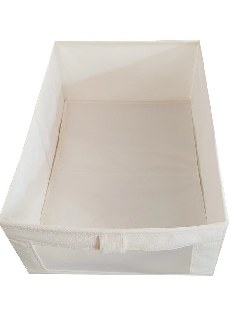 2 Pack Linen Storage Bins, Foldable Storage Containers for Organizing Clothing, Jeans, Toys, Books, Shelves,  Wardrobe - Closet Organizers and Storage, Large Storage Boxes Baskets with Window  - Image 1