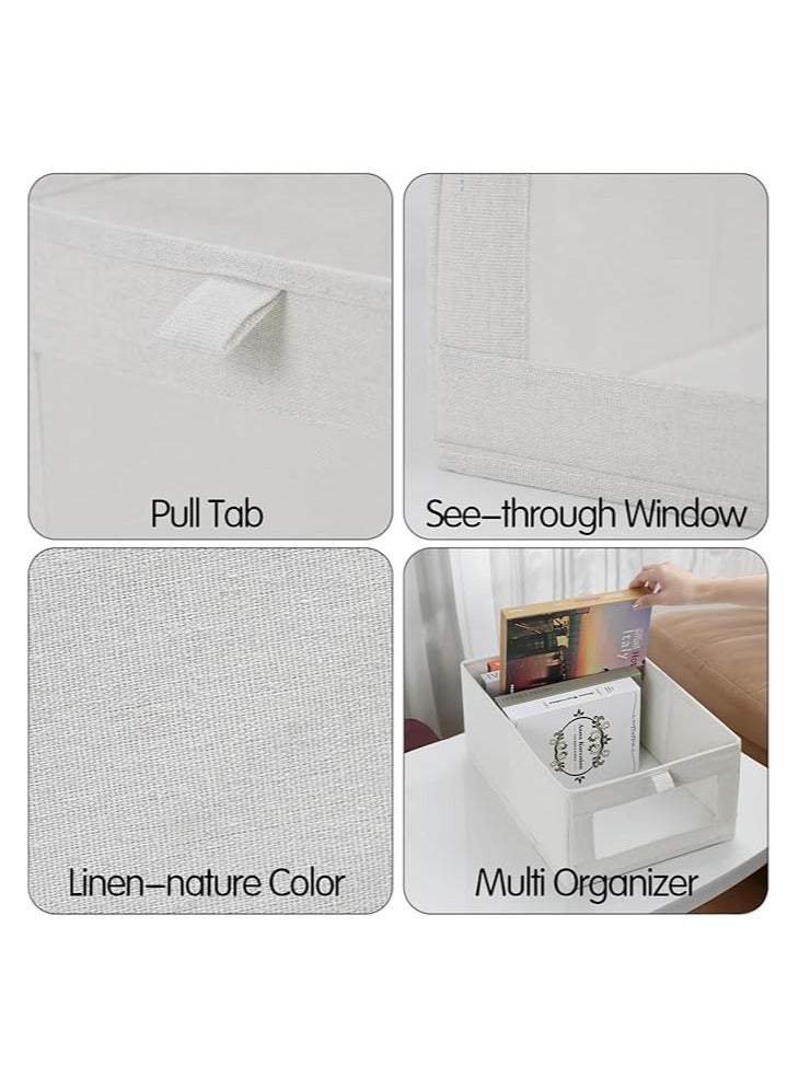 2 Pack Linen Storage Bins, Foldable Storage Containers for Organizing Clothing, Jeans, Toys, Books, Shelves,  Wardrobe - Closet Organizers and Storage, Large Storage Boxes Baskets with Window  - Image 5