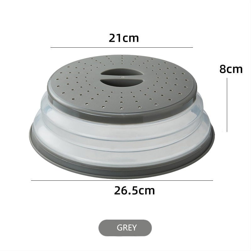 WENWELL Vented Collapsible Microwave Splatter Cover for Food,Kitchen dish bowl Plate lid Can be Hung,Dishwasher-Safe,Fruit Drainer Basket,BPA-Free Silicone & Plastic,gray - Image 2