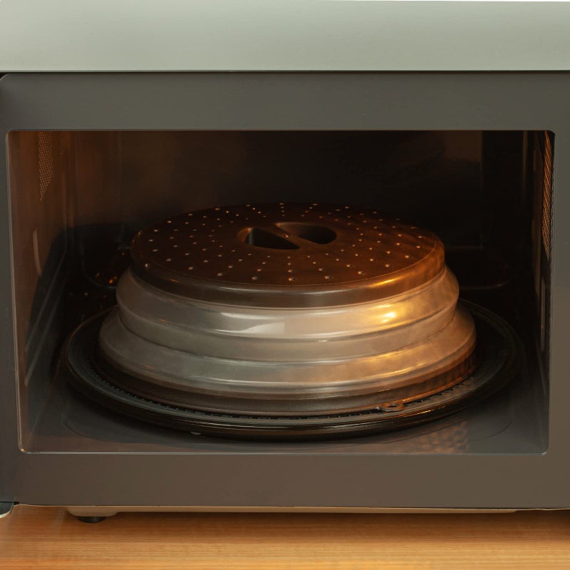 WENWELL Vented Collapsible Microwave Splatter Cover for Food,Kitchen dish bowl Plate lid Can be Hung,Dishwasher-Safe,Fruit Drainer Basket,BPA-Free Silicone & Plastic,gray - Image 3