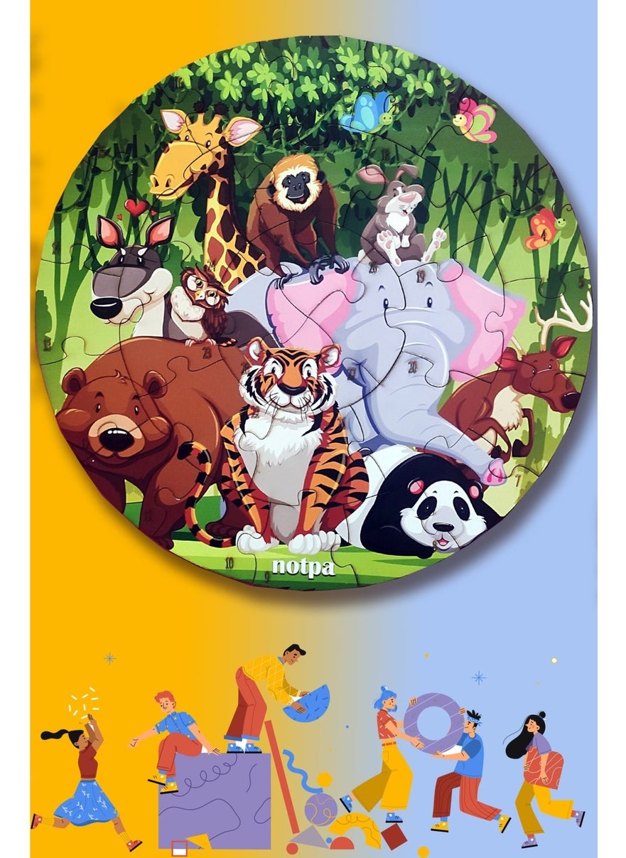 KutuTR Wooden Animals Puzzle 41CM,MEGA Size Colorful Animals Puzzle for Baby, Children and Preschool  - Image 1