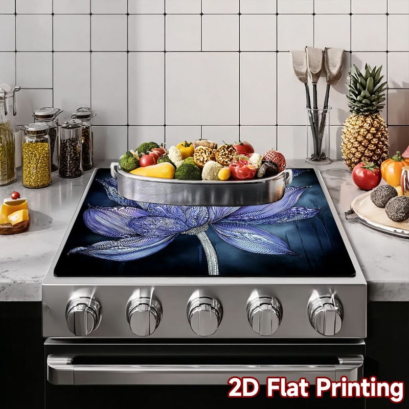 Stove Mat 52x72cm Lotus Blossom Dark Pattern Electric Induction Cooktop Protector - Image 1