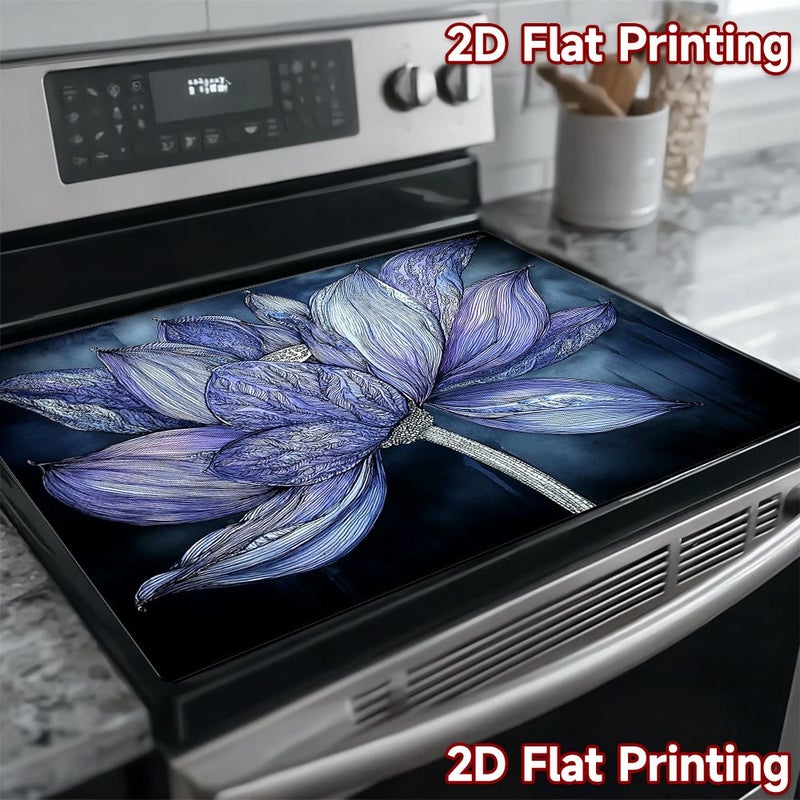 Stove Mat 52x72cm Lotus Blossom Dark Pattern Electric Induction Cooktop Protector - Image 4