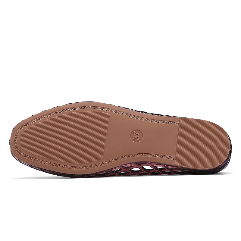HEVA Women's Jelly Mesh Flats Breathable Clear Hollow Shoes Summer Beach Jellies Ballet Sandals(7 M US Wine Red) - Image 5
