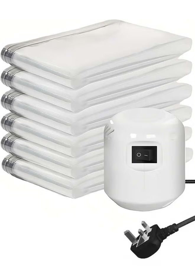SKT Shiketro Plastic Vacuum Seal Bag Vacuum Storage Bags with Pump Electric, 6 Pack (2 Jumbo70 x 100 cm, 2 Large80 x 60 cm, 2 Medium60 x 40 cm) Vacuum Seal Storage Bags, Reusable Vacuum Bags for clothes, Mattress, Blanket, Duvets, Pillows, Comforters, Quilt, Travel - Image 1