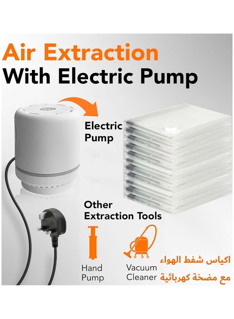 SKT Shiketro Plastic Vacuum Seal Bag Vacuum Storage Bags with Pump Electric, 6 Pack (2 Jumbo70 x 100 cm, 2 Large80 x 60 cm, 2 Medium60 x 40 cm) Vacuum Seal Storage Bags, Reusable Vacuum Bags for clothes, Mattress, Blanket, Duvets, Pillows, Comforters, Quilt, Travel - Image 2