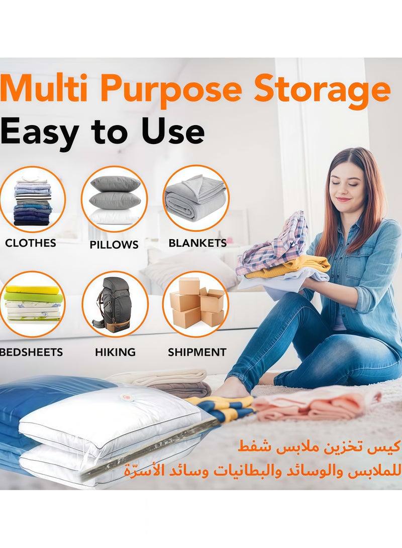 SKT Shiketro Plastic Vacuum Seal Bag Vacuum Storage Bags with Pump Electric, 6 Pack (2 Jumbo70 x 100 cm, 2 Large80 x 60 cm, 2 Medium60 x 40 cm) Vacuum Seal Storage Bags, Reusable Vacuum Bags for clothes, Mattress, Blanket, Duvets, Pillows, Comforters, Quilt, Travel - Image 5