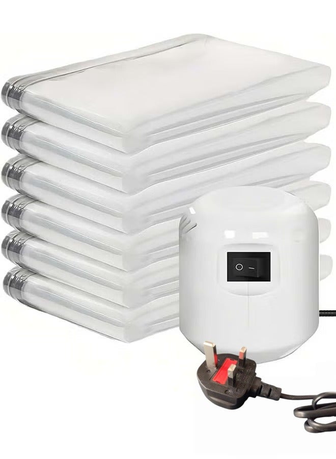 SKT Shiketro Plastic Vacuum Seal Bag Vacuum Storage Bags with Pump Electric, 6 Pack (2 Jumbo70 x 100 cm, 2 Large80 x 60 cm, 2 Medium60 x 40 cm) Vacuum Seal Storage Bags, Reusable Vacuum Bags for clothes, Mattress, Blanket, Duvets, Pillows, Comforters, Quilt, Travel - Image 1