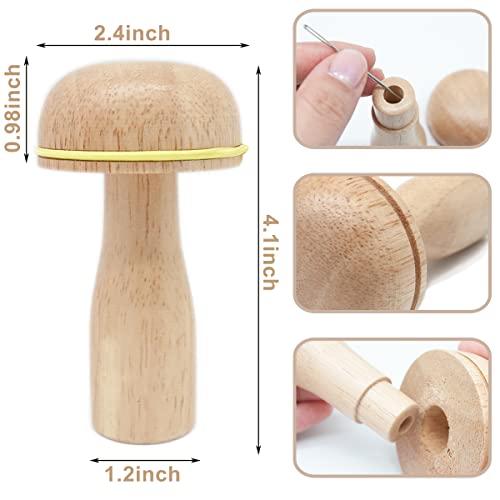 Tendiren Darning Mushroom, Wood Darning Egg Sewing Tool Repair for Darning Socks, Hats, Pants, Sweaters, DIY Sewing Crafts, Cute Wooden Mushroom Darner Needle Patch Holes - Image 2