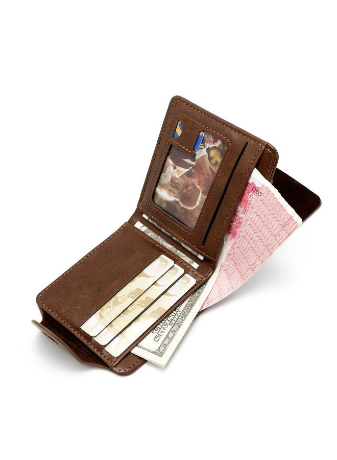 MENBENSE Men’s Bifold Wallet – PU Leather Short Wallet with Snap Button, 8 Card Slots, Cash Compartment, Zipper Coin Pocket, Photo Slot & SIM Card Holder - Image 5