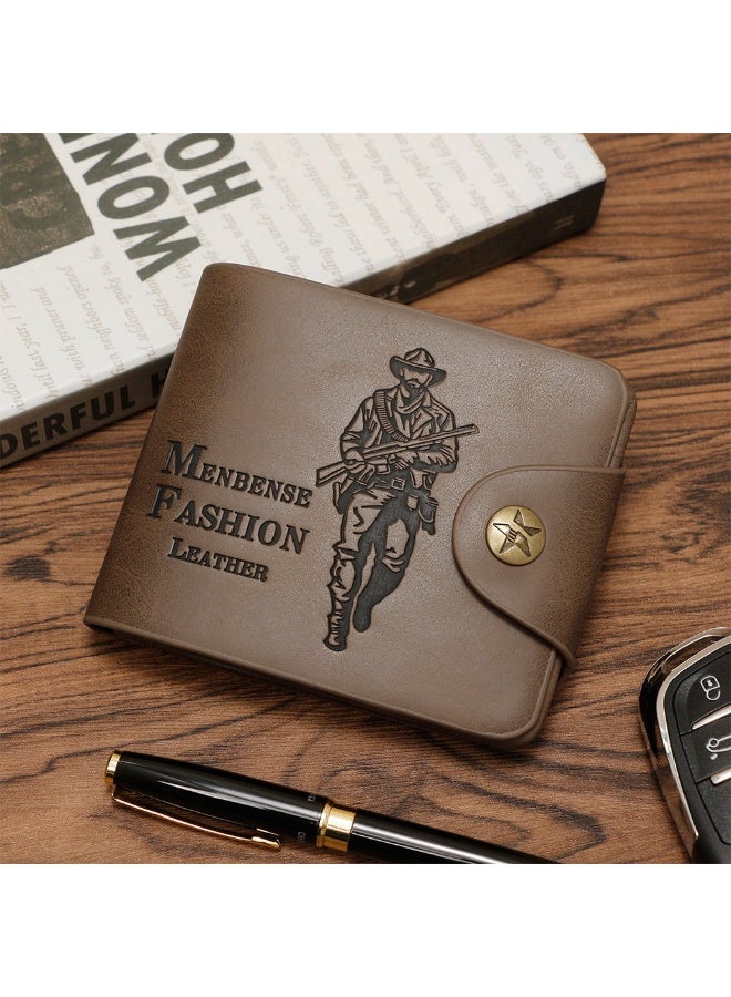 MENBENSE Men’s Bifold Wallet – PU Leather Short Wallet with Snap Button, 8 Card Slots, Cash Compartment, Zipper Coin Pocket, Photo Slot & SIM Card Holder - Image 2